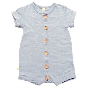 Childhoods Jersey Rolled Sleeve Romper in Carolina Blue - EUC